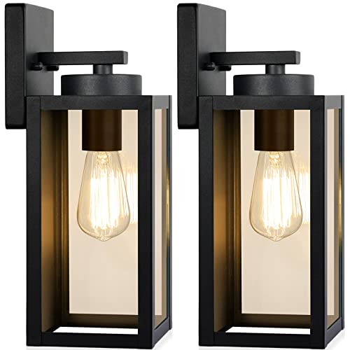 BesLowe Matte Black Wall Lamps for Outdoor Use, 2-Pack