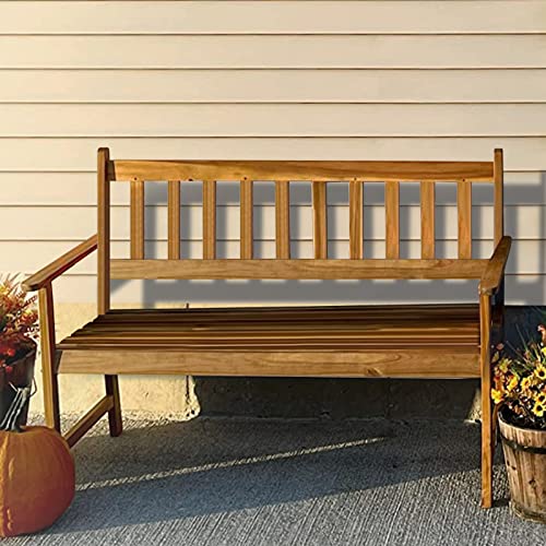 Outdoor Wood Bench with Durable Acacia Wood Construction