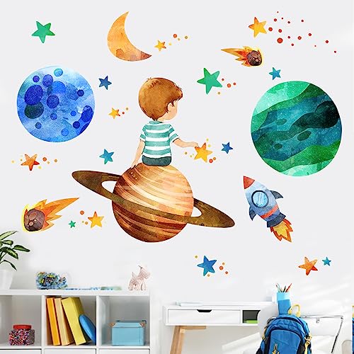 Outer Space Wall Decals Stickers for Kids Room Decor
