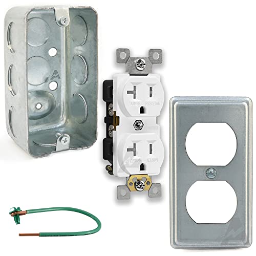 Outlet Box Kit with Tamper Resistant Duplex Receptacle