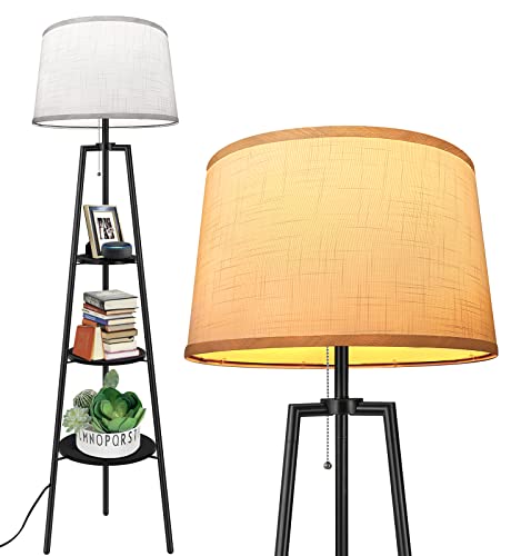 OUTON Tripod Floor Lamp with Shelves