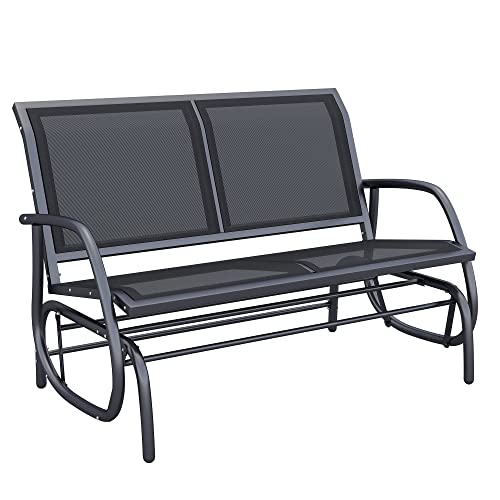 Outsunny 2-Person Outdoor Glider Loveseat in Black