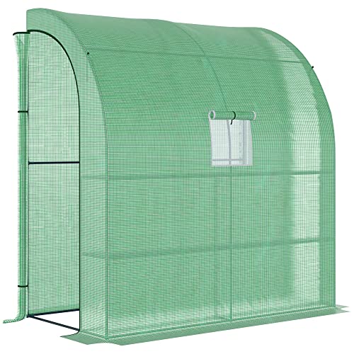 Outsunny 7' x 3' Lean-to Greenhouse with Roll-up Window and 3-Tier Shelves