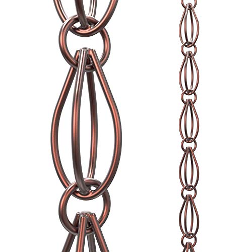 Oval Loop Rain Chain - Pure Solid Copper