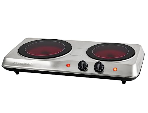 OVENTE 1700W Infrared Double Burner with Ceramic Glass Cooktop