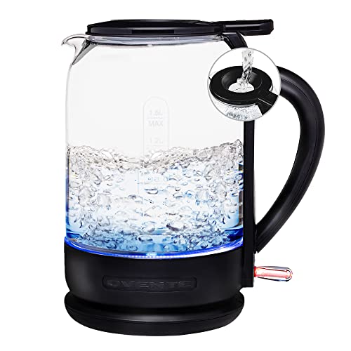 OVENTE Electric Glass Kettle 1.5L Instant Hot Water Boiler