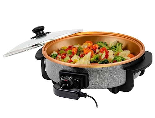 12 Inch Round Electric Skillet Nonstick Frying Pan