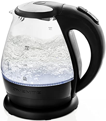OVENTE Lighted Electric Glass Kettle 1.5L with LED Light