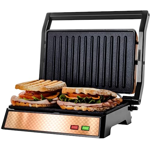 OSTBA 3 in 1 Sandwich Maker Panini Press Waffle Iron Set with 3 Removable  Non-Stick Plates, 750W Toaster Perfect for Sandwiches Grilled Cheese Steak,  Black 