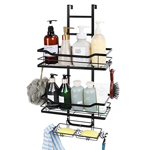 Over the Door Shower Caddy with Hooks & Soap Holder