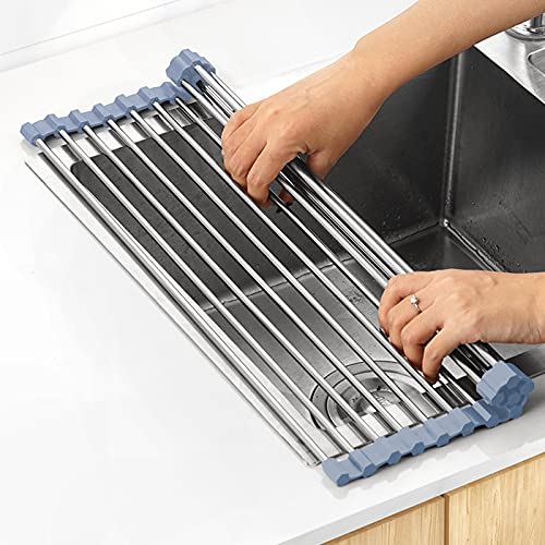EMBATHER Roll Up Dish Drying Rack Over The Sink, Dish Drying Rack
