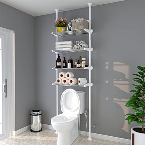 MIYA Bathroom Organizer: Adjustable Storage Shelf, Freestanding 4-Tier Rack