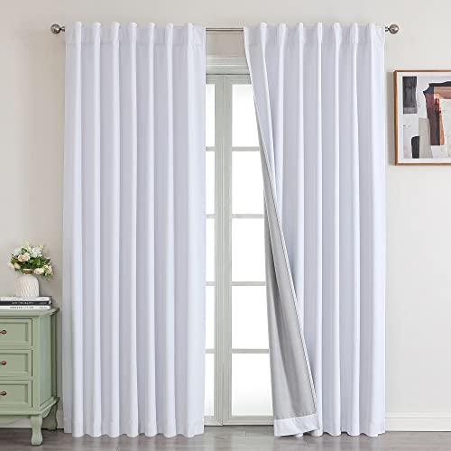 OWENIE Opal White Blackout Curtains - Full Shade and Thermal Comfort
