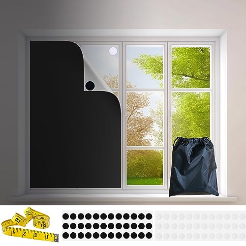 Oxdigi Portable Blackout Blind - 100% Blackout Curtains with Hook & Loop Tabs