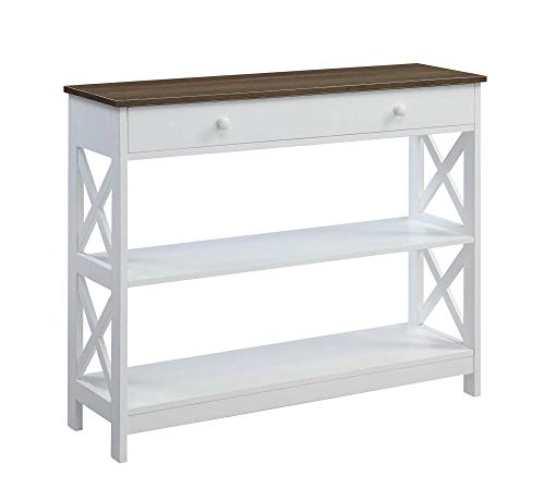 Oxford 1 Drawer Console Table with Shelves - Driftwood/White