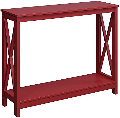 Oxford Console Table with Shelf, Cranberry Red