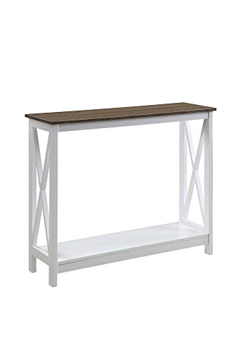 Oxford Console Table with Shelf, Driftwood/White