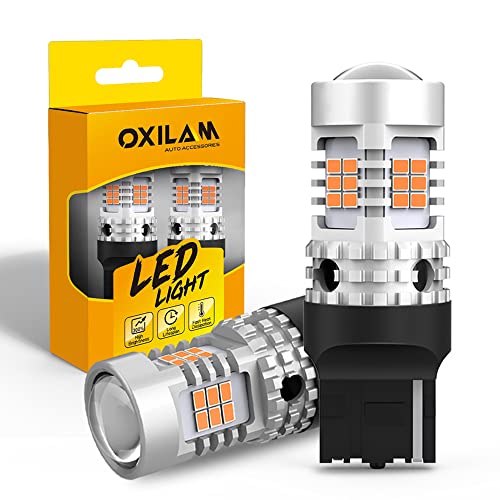 OXILAM 7440 Amber LED Turn Signal Bulbs with Load Resistor - 4000LM (2PCS)