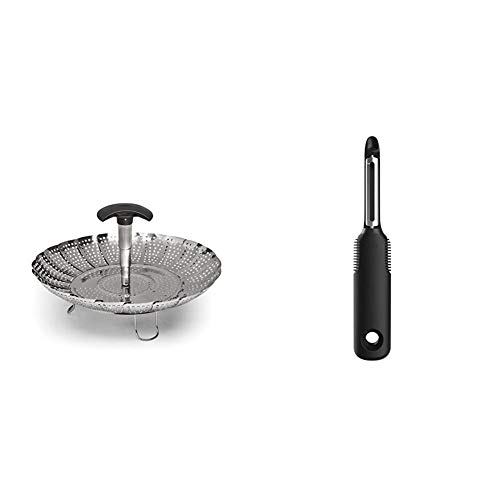 OXO Stainless Steel Steamer with Extendable Handle and Swivel Peeler