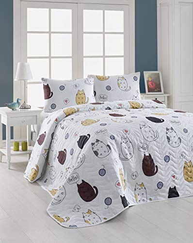 OZINCI Cats Full/Queen Bedspread/Coverlet Set, Multi