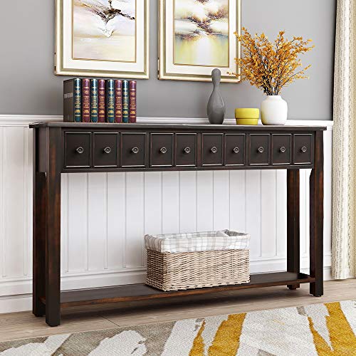 P PURLOVE Console Table with Drawers and Shelf