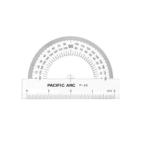 Pacific Arc's 4 Inch Plastic Protractor Clear Ruler