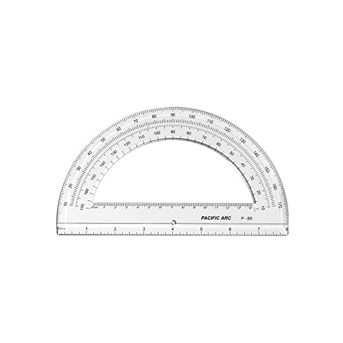 Pacific Arc's 8 Inch Plastic Protractor Clear Ruler