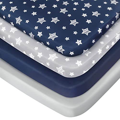 Pack and Play Sheets Boys 4-Pack - Soft and Breathable Mini Crib Sheets