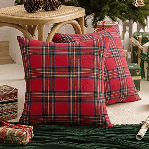Pack of 2 Christmas Plaid Throw Pillow Covers