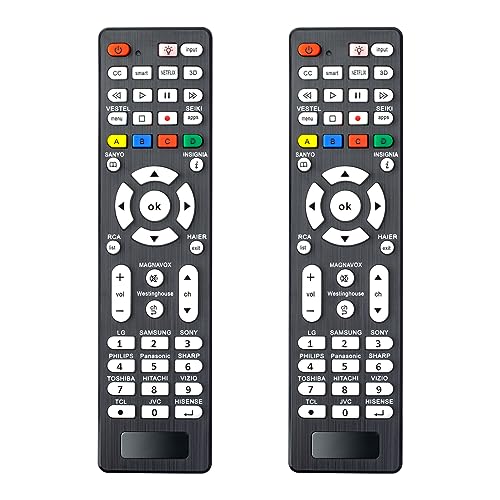 (Pack of 2) Universal TV Remote - Compatible with Multiple Brands