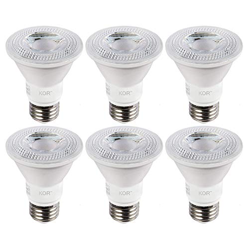 KOR LED PAR20 Light Bulbs, 8W, 6 Pack, Dimmable, Waterproof, UL & Energy Star