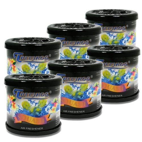 Pack of 6 TreeFrog Gel-Typed Automotive Cup-Holder Air Freshener (Squash Scented)