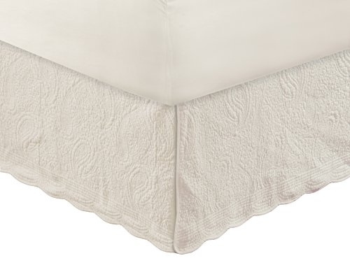 Paisley Quilted Bed Skirt - Ivory, Queen