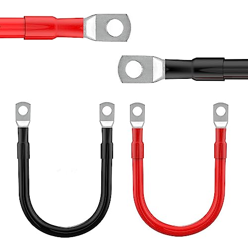 PAKA HAND TOOLS 2 AWG 2 Gauges Red + Black High Quality Battery Inverter Cables (2FT)