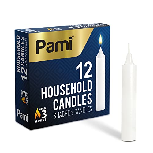 PAMI Traditional Shabbat Candle Sticks - Unscented Taper Candles