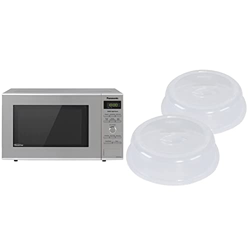 Panasonic Microwave Oven NN-SD372S Stainless Steel Countertop/Built-In with Inverter Technology and Genius Sensor, 0.8 Cu. Ft, 950W & Nordic Ware Splatter Microwave Cover, 10-Inch (Pack of 2), Clear