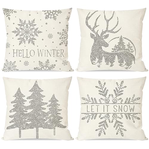 PANDICORN Christmas Pillow Covers - Set of 4