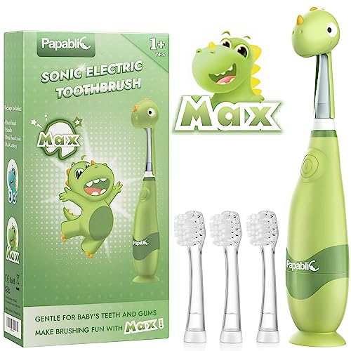 Papablic Toddler Electric Toothbrush with Cute Dino Cover