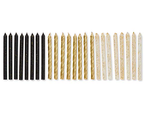 Papyrus Birthday Candles, Black, White, & Gold (24-Count)