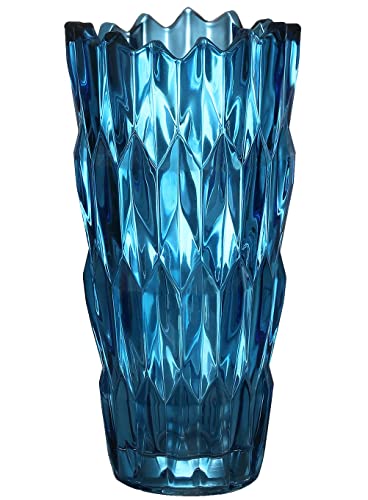 Parlamain Blue Glass Vase - Decorative Flower Vase for Any Space
