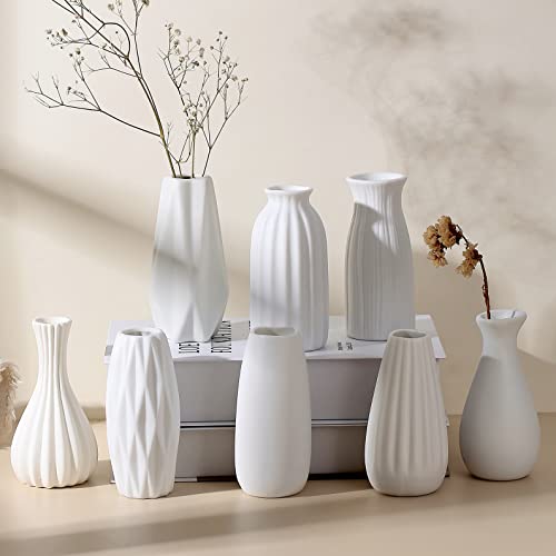 Parlamain White Ceramic Bud Vases Set of 8