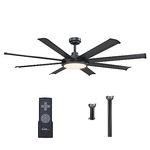 Parrot Uncle 60-Inch Black LED Outdoor Ceiling Fans with Lights