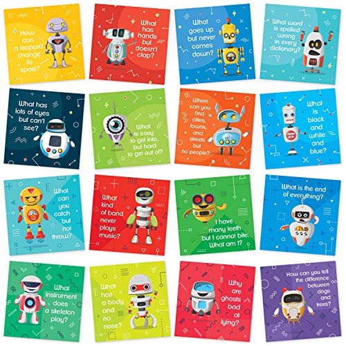 Party Profi Lunch Box Notes for Kids - Fun Robot Riddle Cards