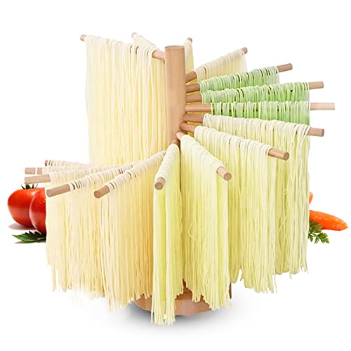 Kovot Natural Bamboo Pasta Drying Rack - Noodle Spaghetti Dryer Stand Fresh Pasta Hanger Pasta Drying Tree- 17 Tall, 18 Wide