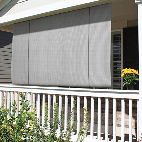 Patio Paradise Roll up Shades Roller Shade 7'Wx6'H Outdoor Shade Blind Pull Shade Privacy Screen for Patio Porch Deck Balcony Pergola Trellis Carport Grey