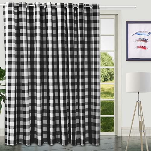 Patio Sliding Door Curtain Buffalo Check Plaid 108W X 84L Inch Extra Wide Room Divider Grommet Curtain for Sliding Glass Door, French Door, Living Room, Closet Curtain for Bedroom 1 Panel