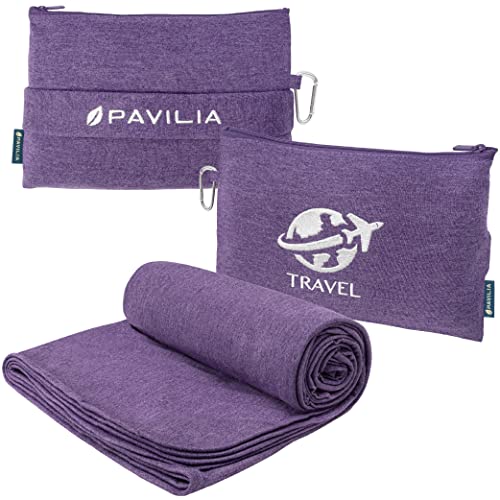 PAVILIA Soft Compact Travel Blanket and Pillow
