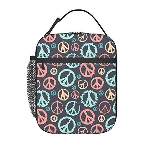 Peace Lunch Box Insulated Bag for Work, Picnic, Hiking