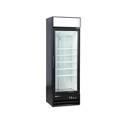 PEAK COLD Retail Merchandiser Freezer - Single Glass Door Commercial Freezer; 13 Cubic Ft
