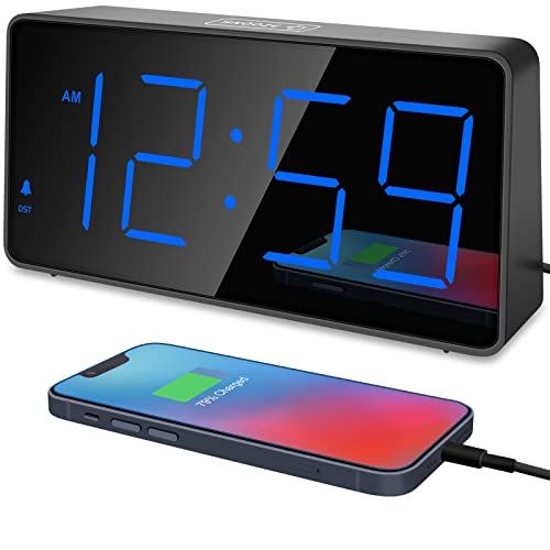 Peakeep Large Number Digital Alarm Clock with USB Charger - Blue